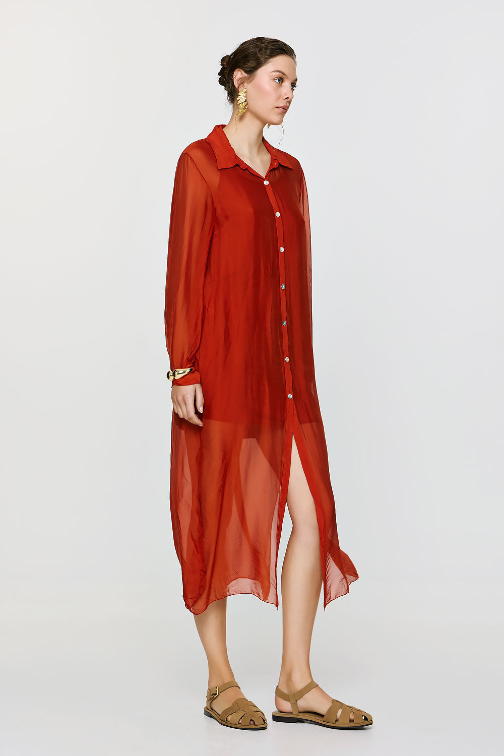 Aphrodite Long Shirt - Burnt Orange