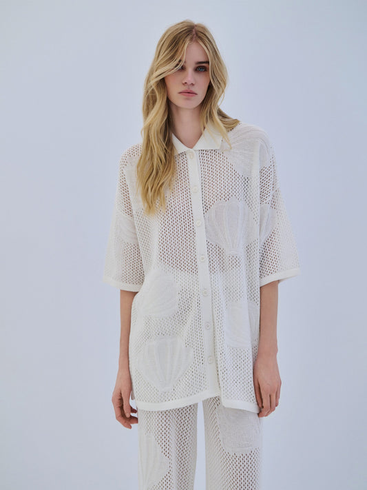 Cardigan Polo Shell - White