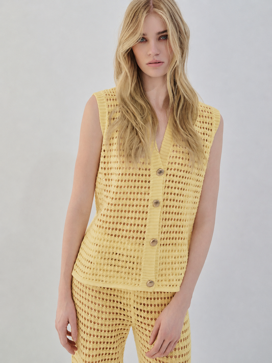 Cardigan V Shell Buttons - Yellow