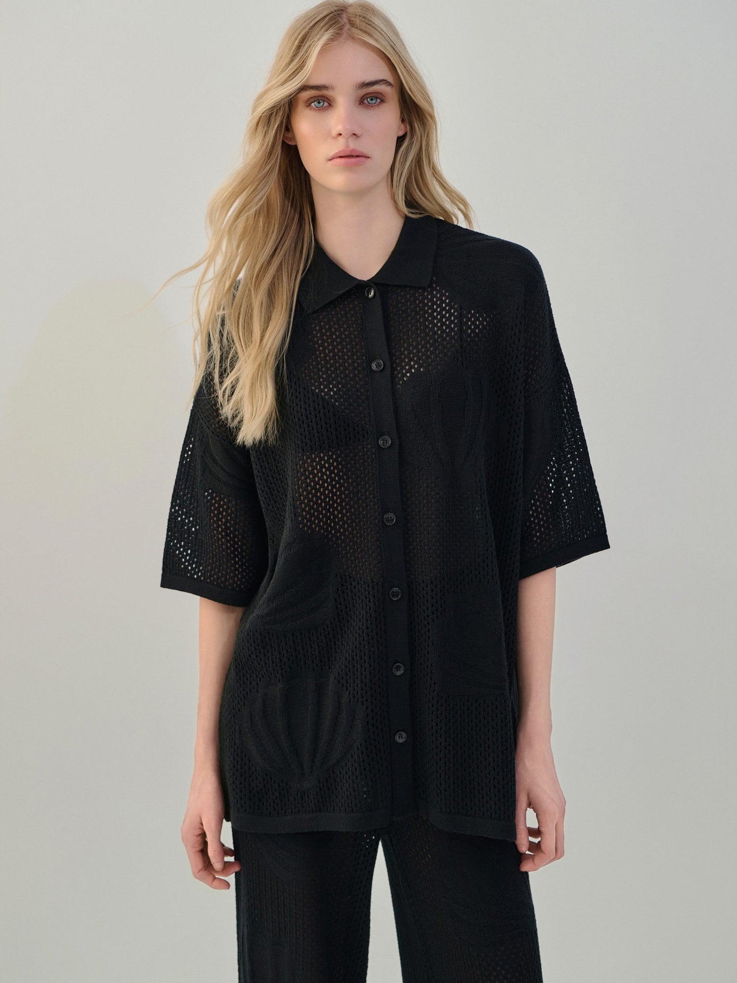 Cardigan Polo Shell - Black