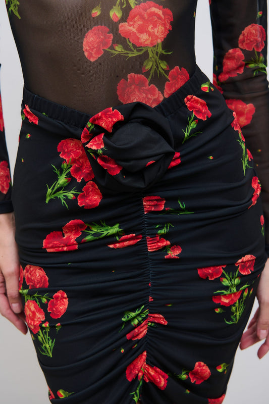 Carnation Dream Mini Skirt Black