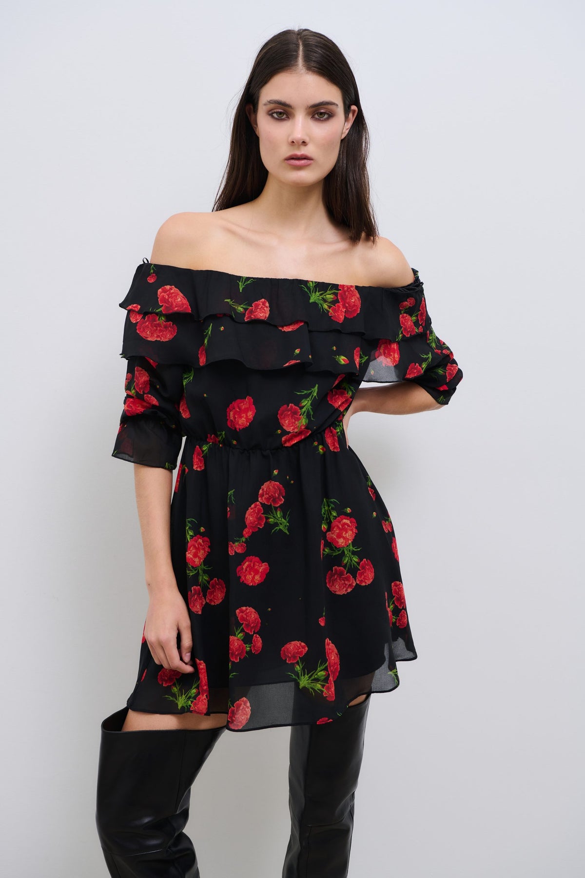 Carnation Dream Ruffle Dress