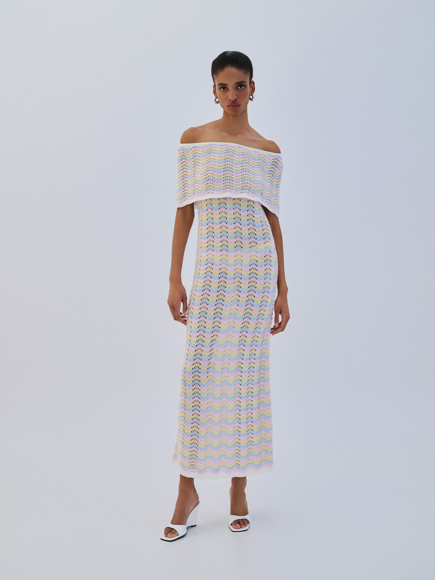 Dress Maxi Strapless Tricolor