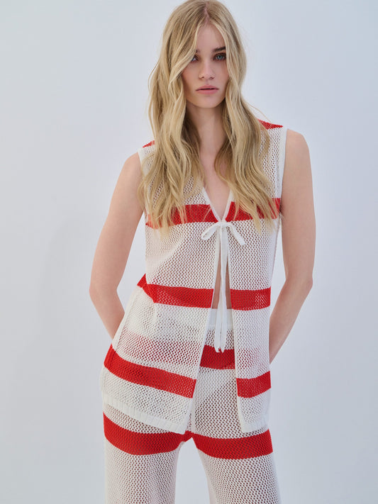 Cardigan Two-Tone - Striped Red