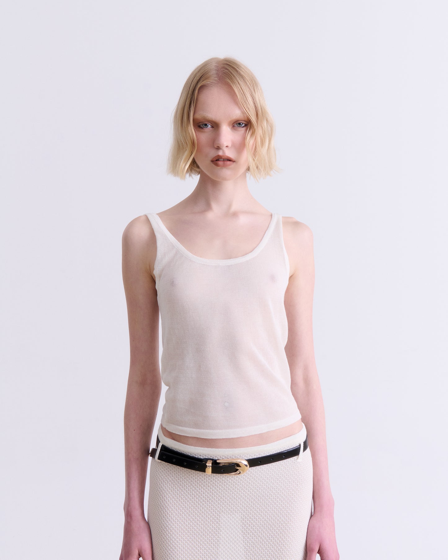 Cream Knit Tank Top