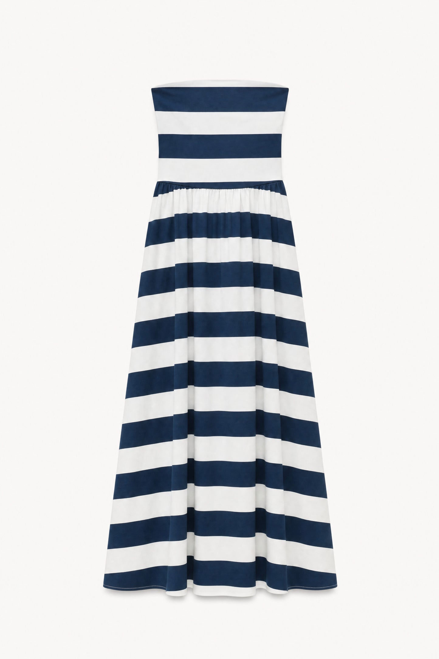 Striped Strapless Dress - Blue