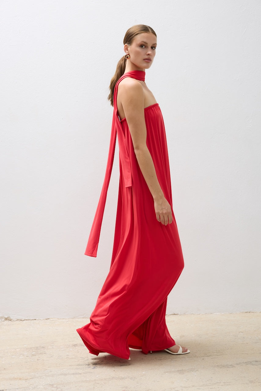 Dress Maxi Strapless Scarf - Red