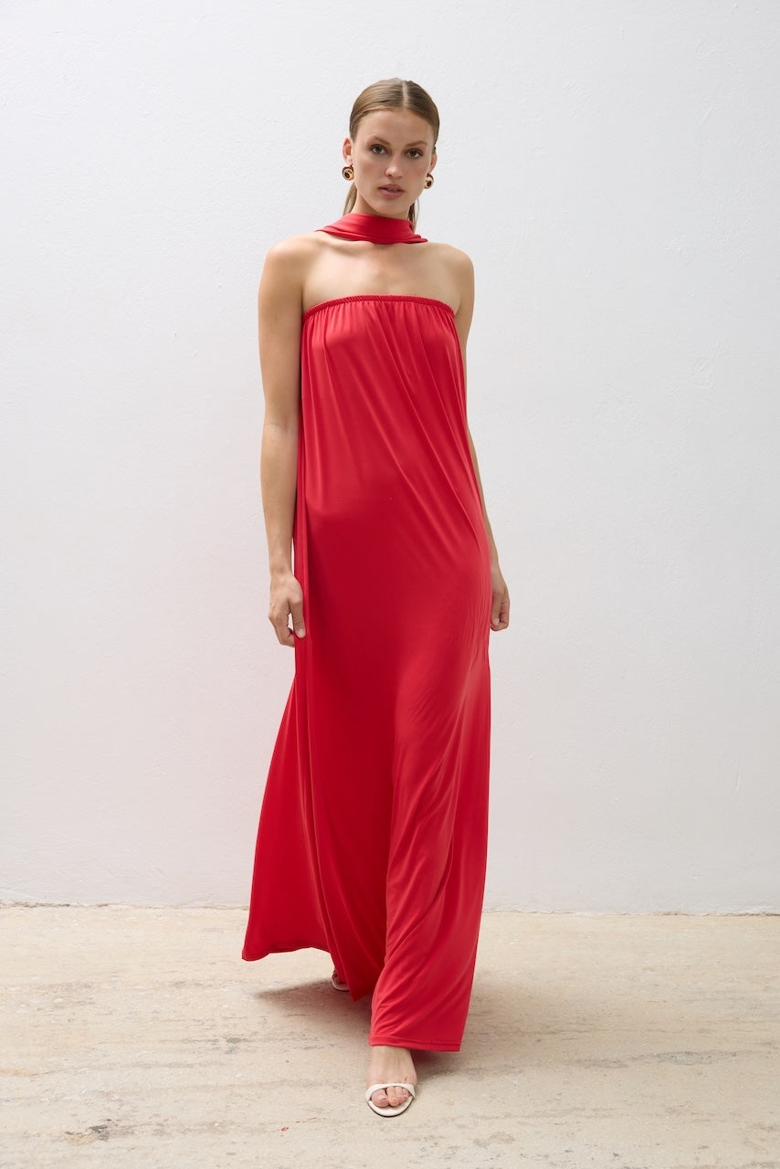 Dress Maxi Strapless Scarf