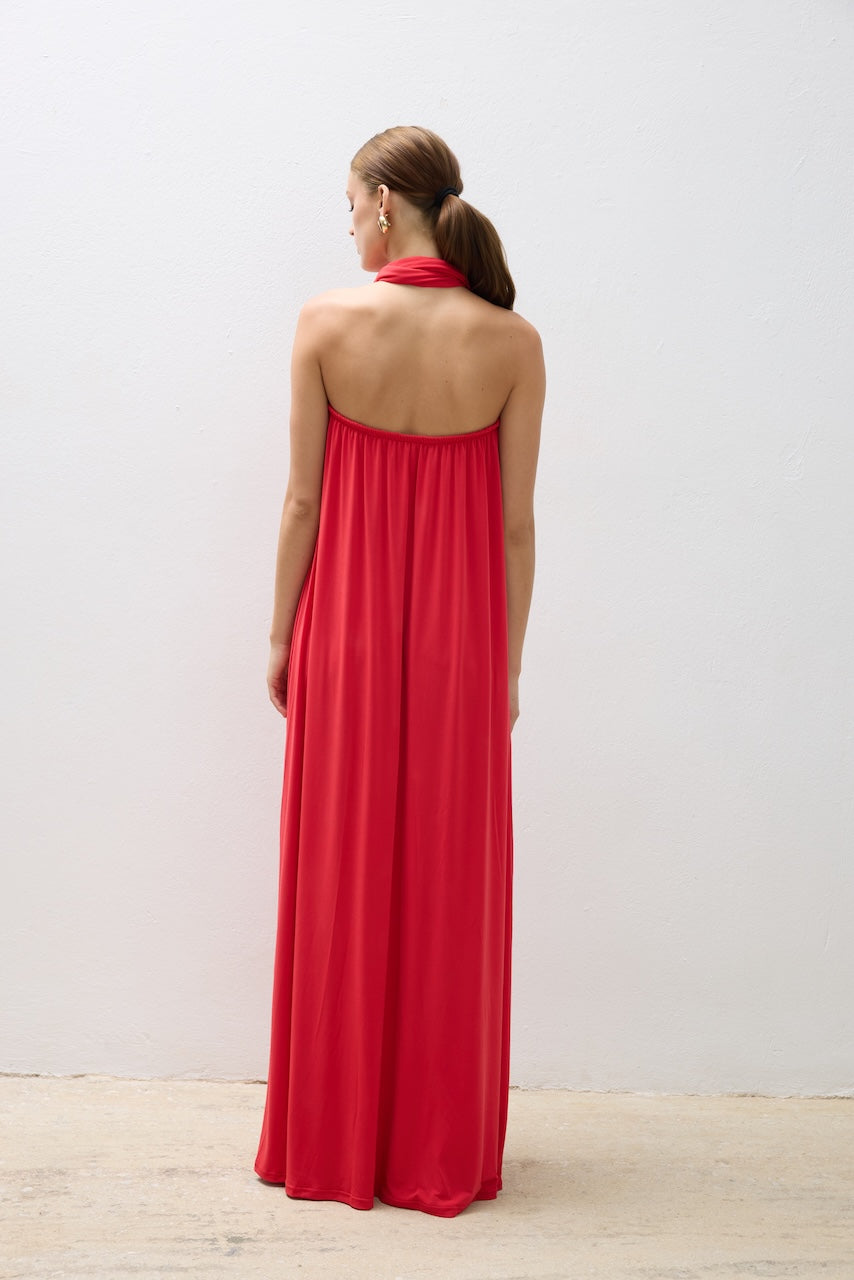 Dress Maxi Strapless Scarf - Red