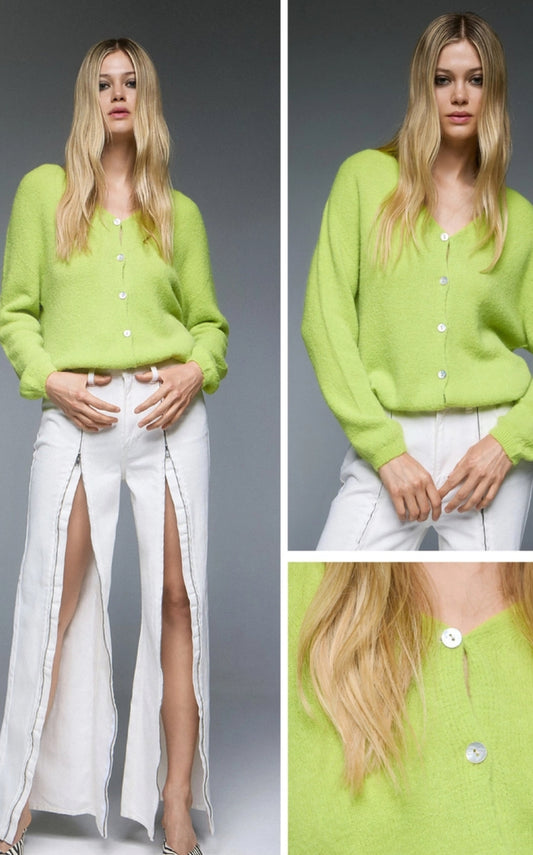 Chromaé Knitwear Hue Cardigan - Lime