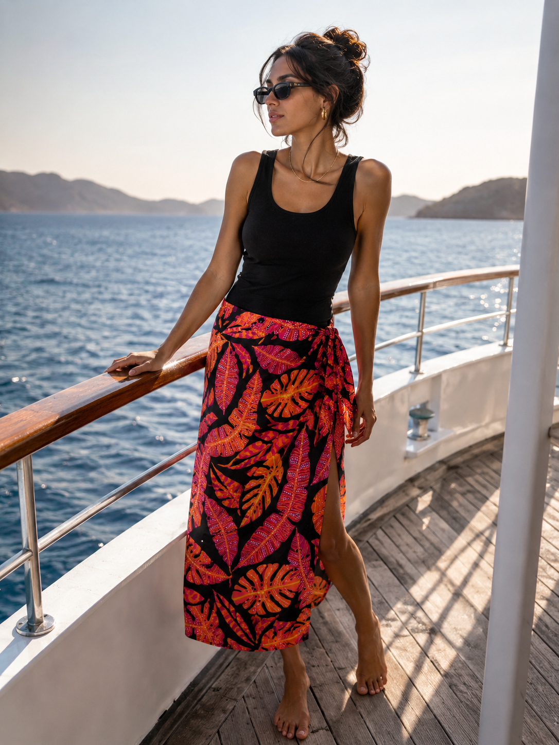 Leaves Wrap Skirt One Size