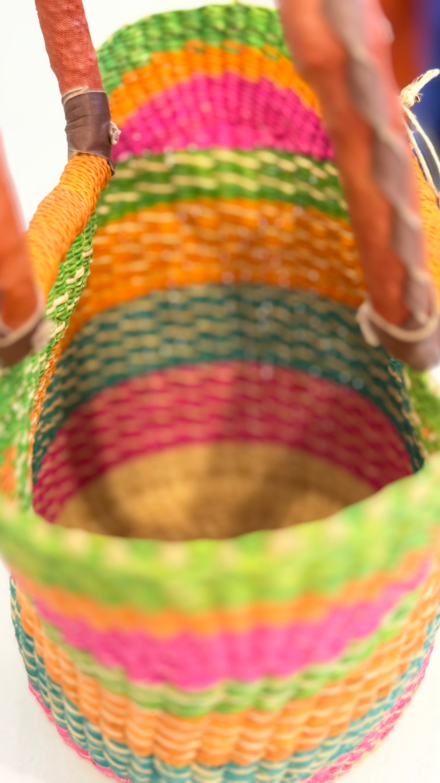 Ghana Bolga Bag Mini - Orange/Fuchsia