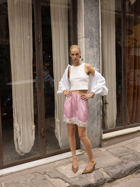 Skirt Mini Satin Lace