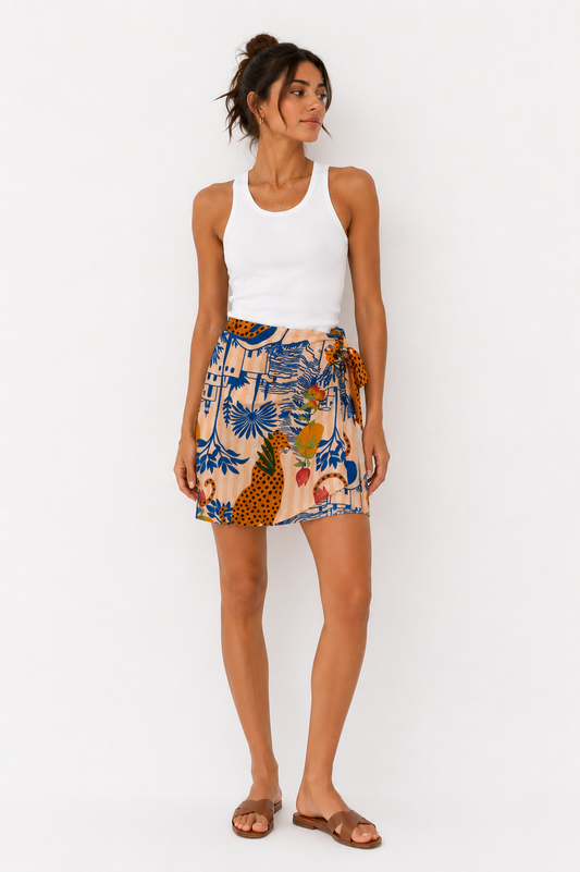 Island Vibes Wrap Mini Skirt