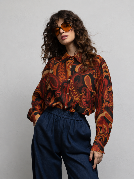 Freddie Oversized Chiffon Black - Paisley