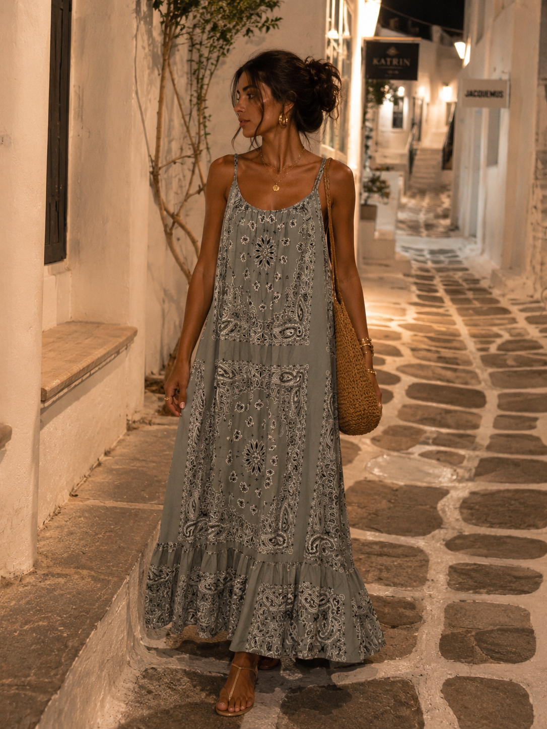 Paisley Maxi Skirt - Olive Green