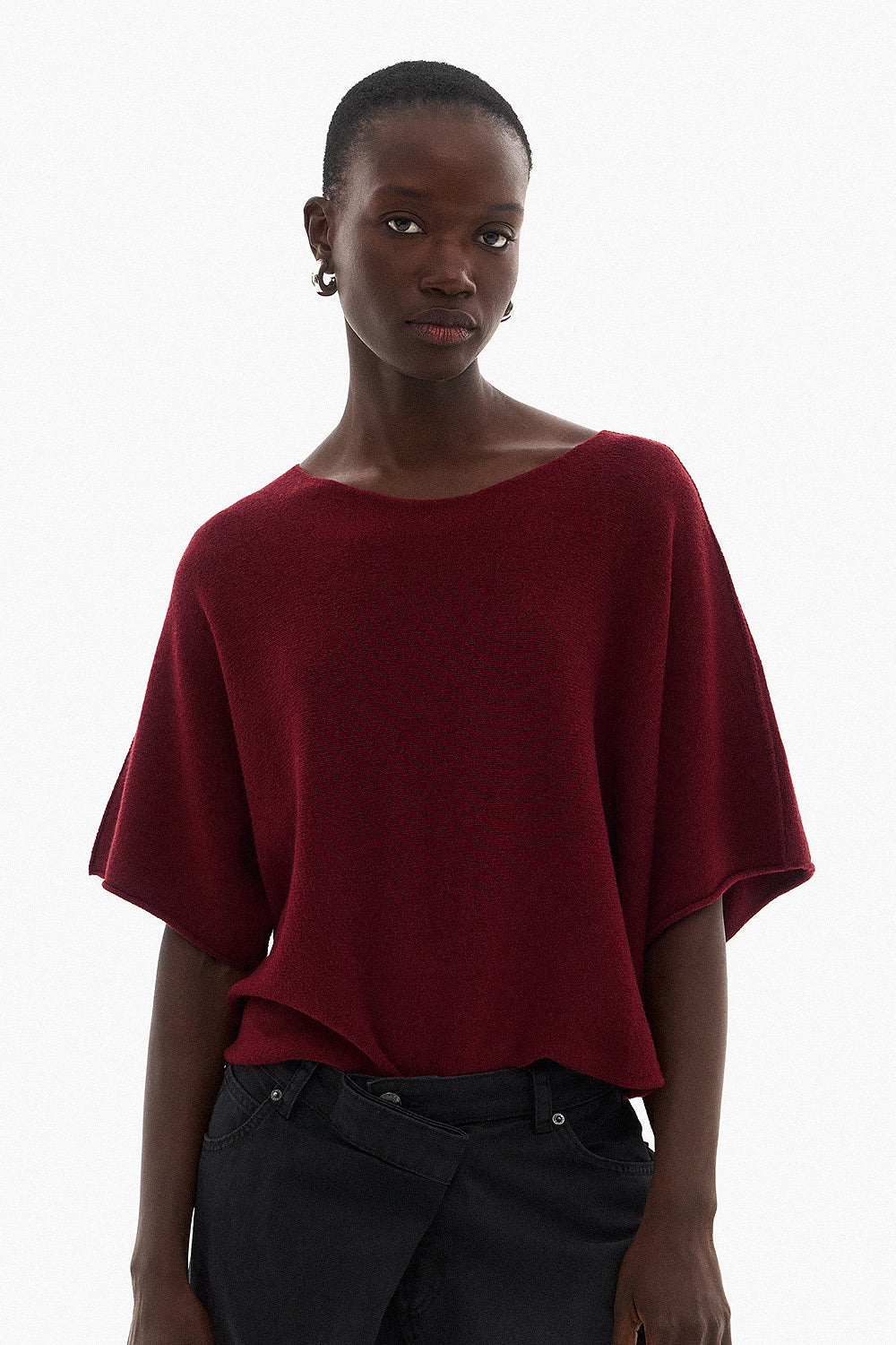 Soft Knitwear 3/4 Sleeve - Burgundy