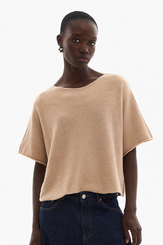 Soft Knitwear 3/4 Sleeve -Beige
