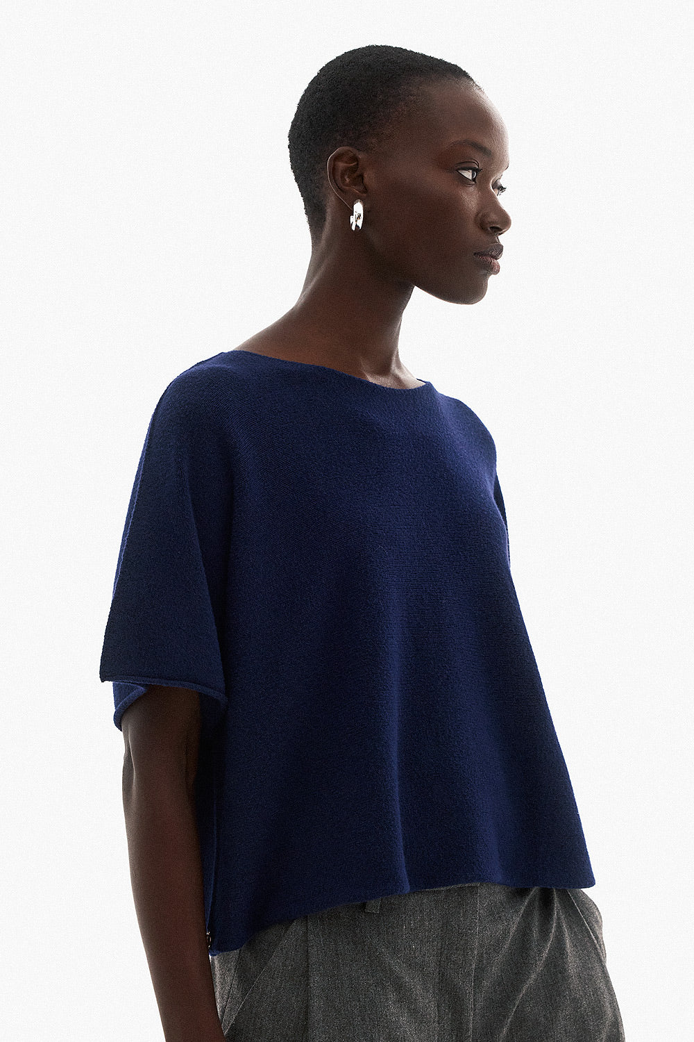 Soft Knitwear 3/4 Sleeve -Blue