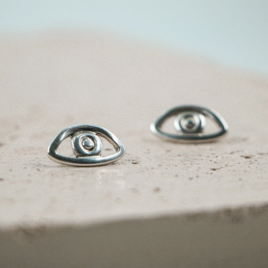 #Eyes Silver Earrings