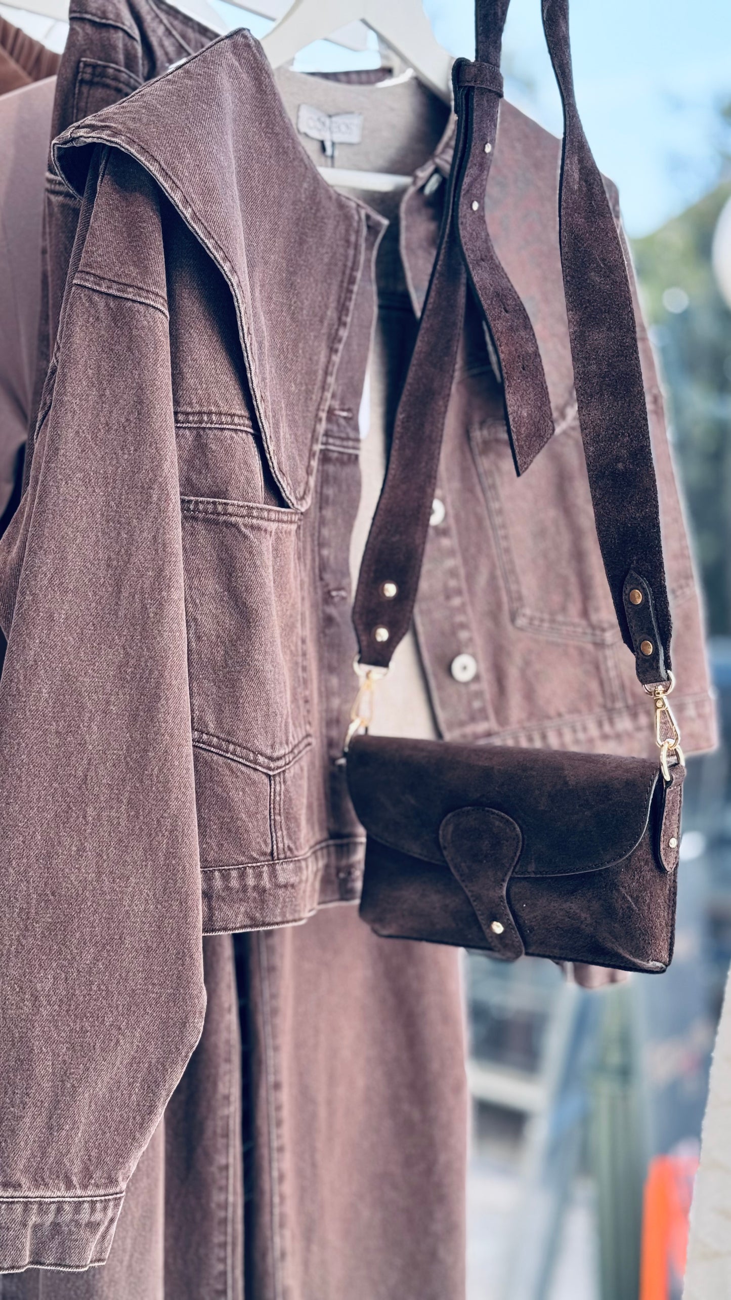 Suede Mini Bag - Brown
