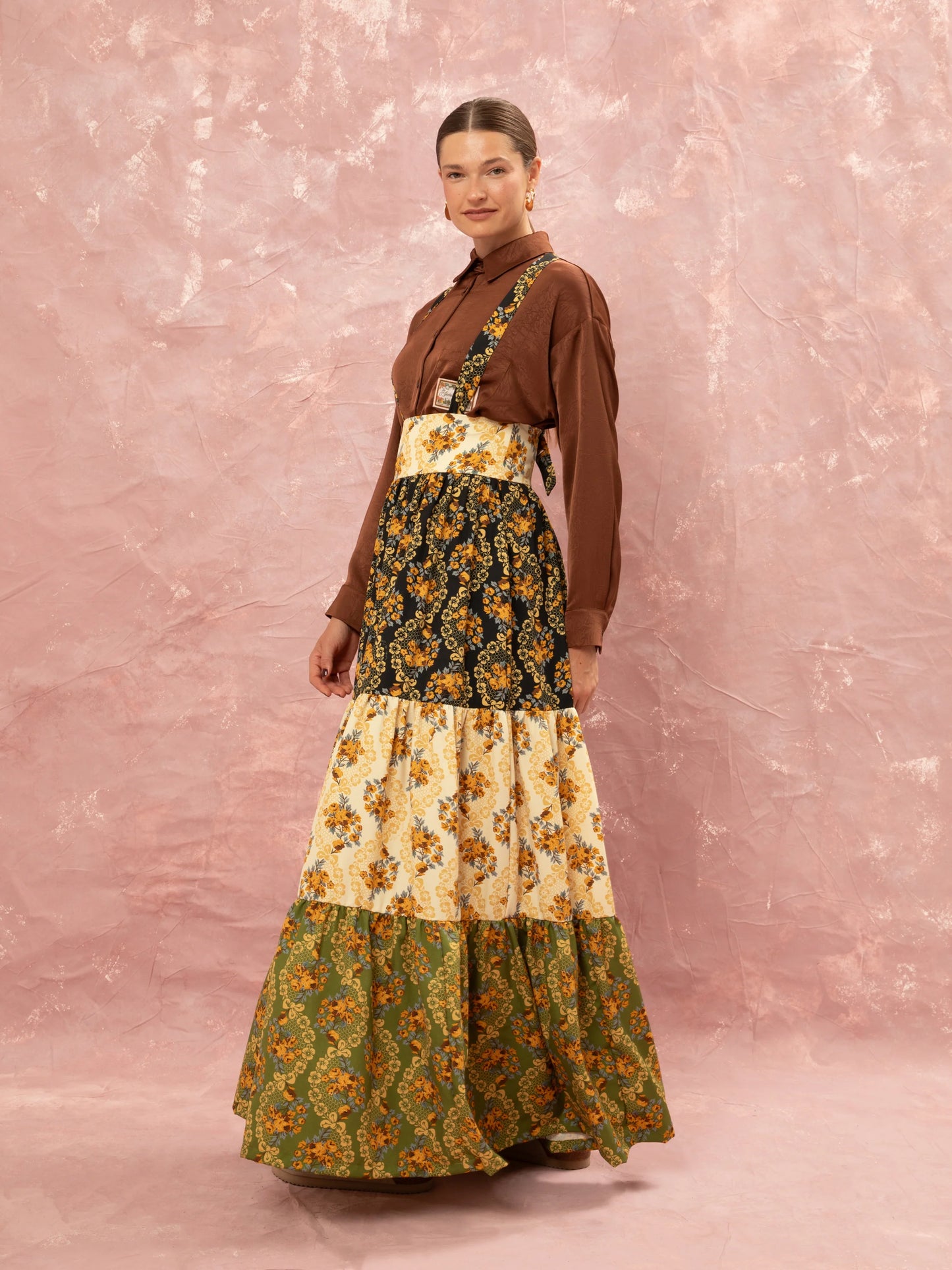 Tiered Maxi Suspeder Skirt - Lace Bouquet