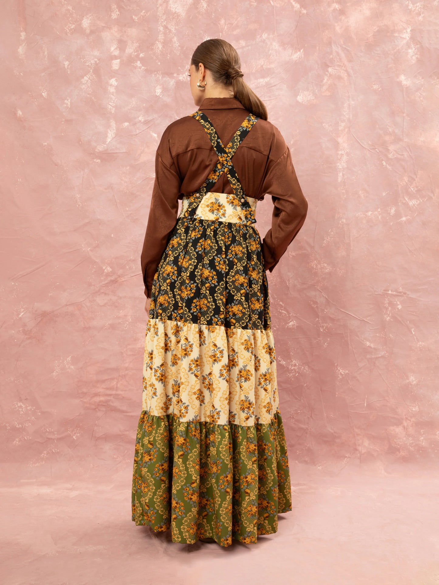 Tiered Maxi Suspeder Skirt - Lace Bouquet