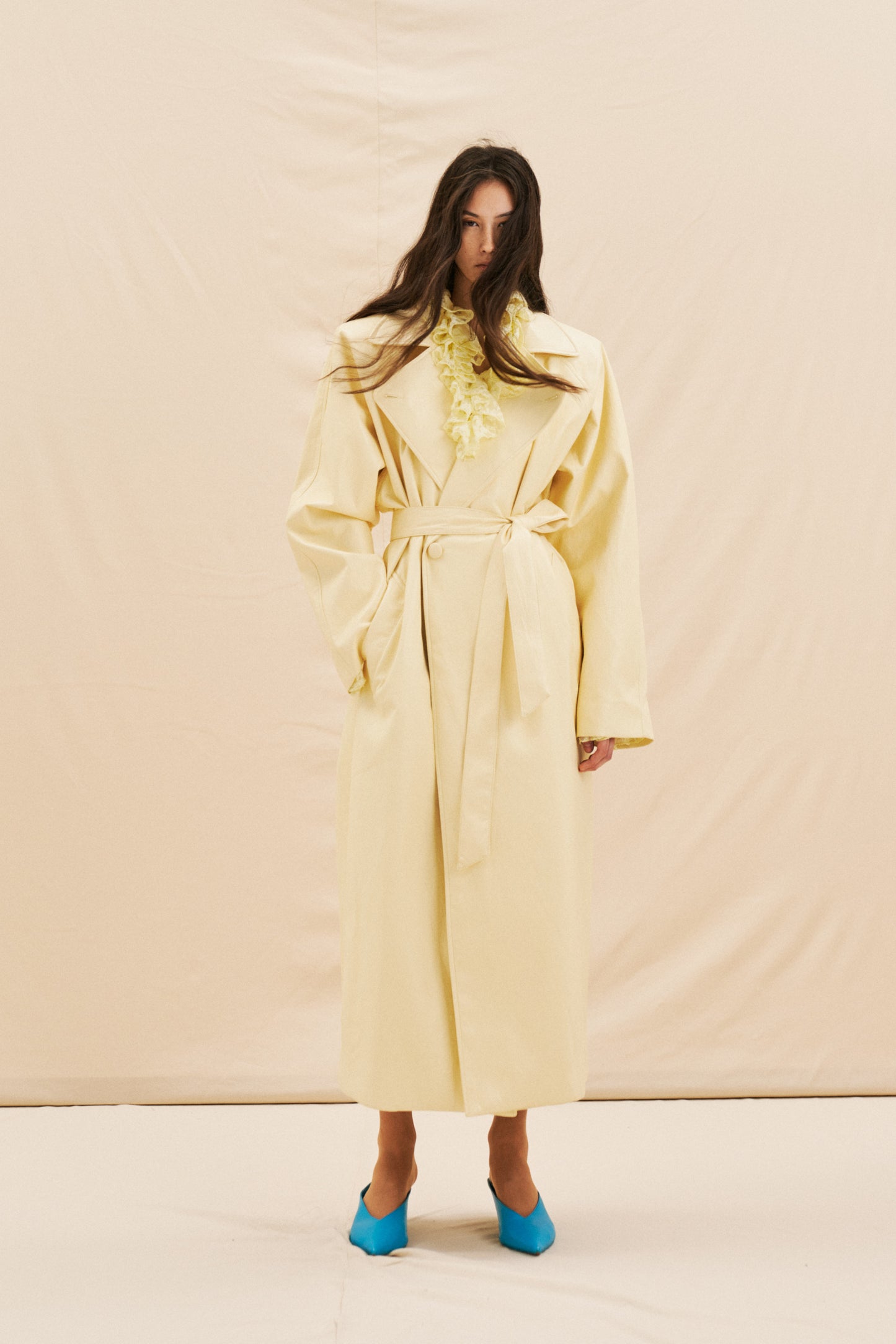 Hermina Eco Leather Trenchcoat - Pastel Yellow