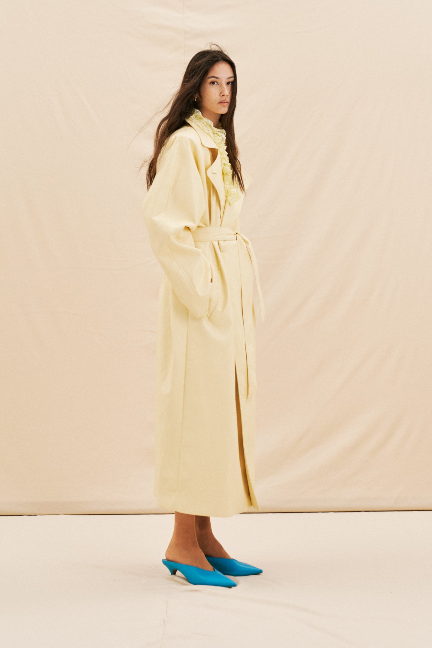 Hermina Eco Leather Trenchcoat - Pastel Yellow