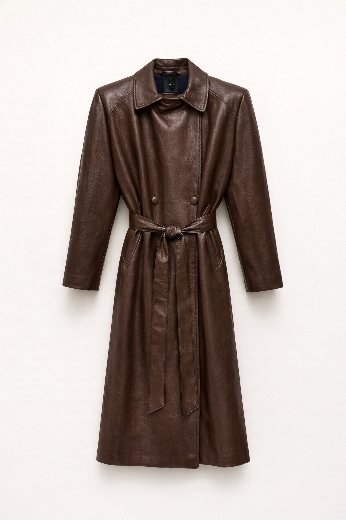 Hermina Eco Leather Trenchcoat - Brown