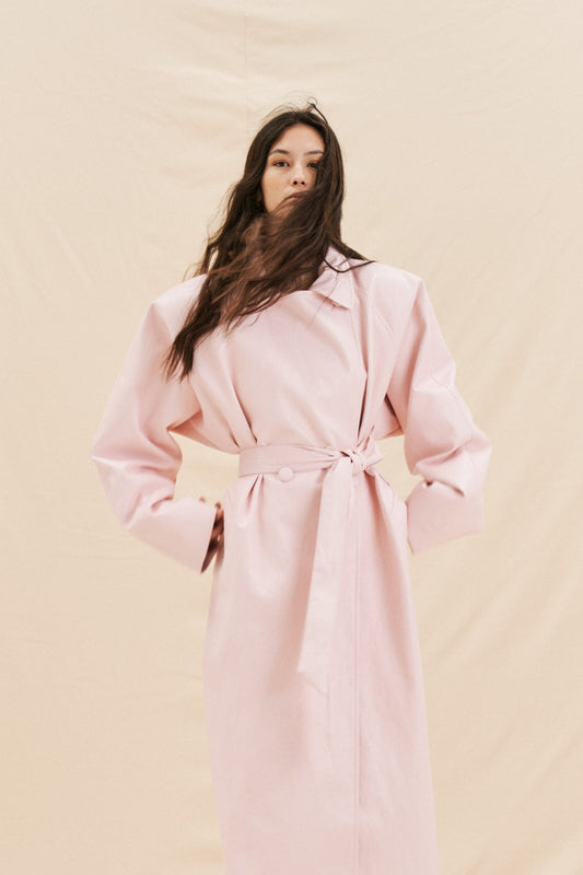 Hermina Eco Leather Trenchcoat - Baby Pink