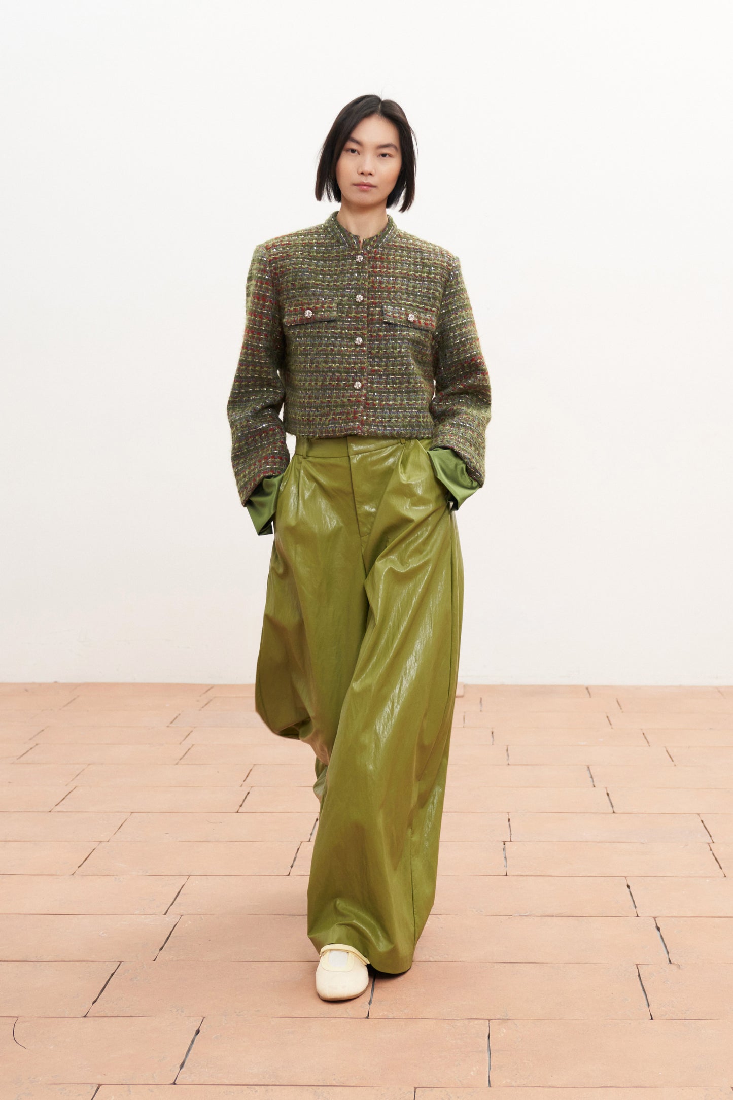 Hermina Eco Leather Pant - Lime