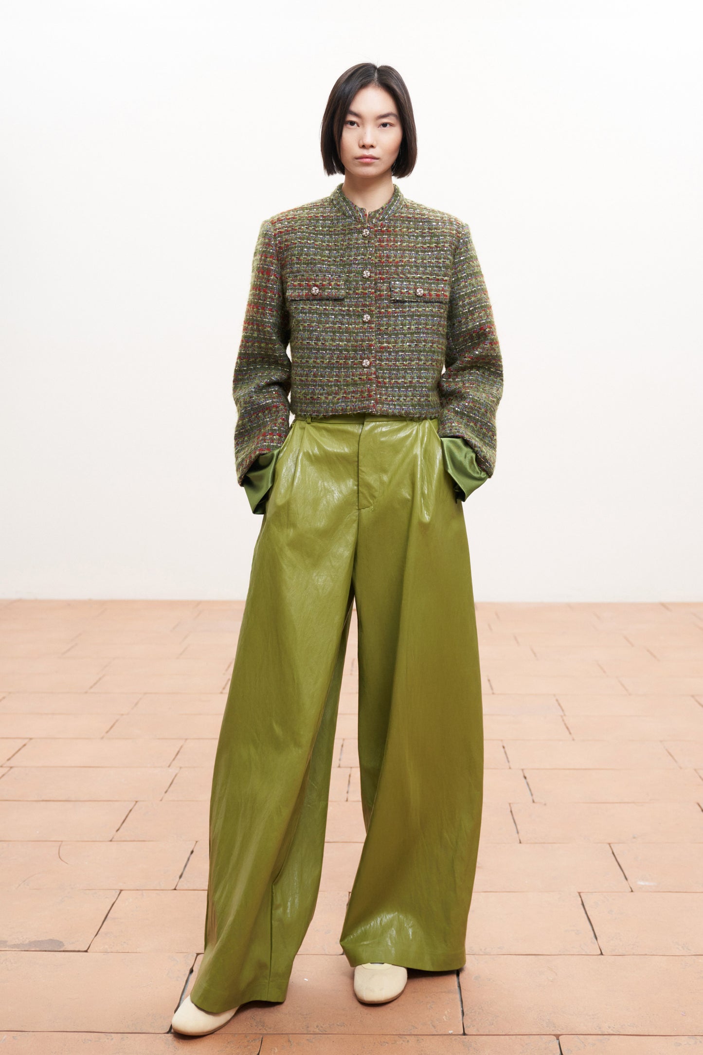 Hermina Eco Leather Pant - Lime