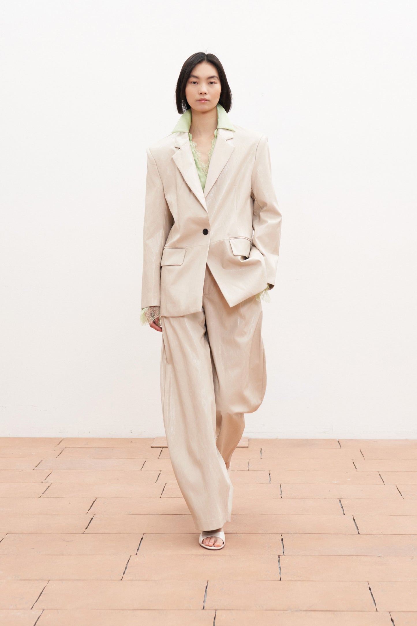 Hermina Eco Leather Pant - Ecru