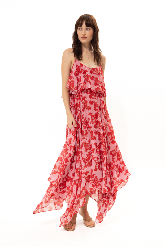 VK Bougainvillea Asymmetrical Dress