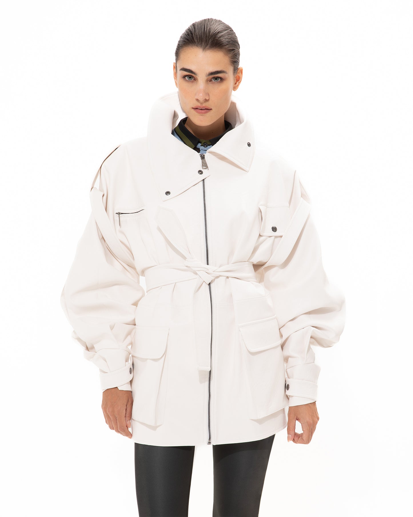 VK White Faux Leather Jacket