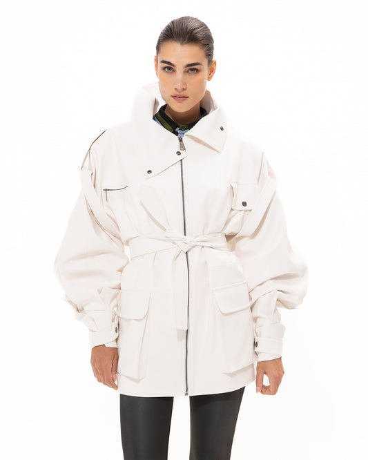 VK White Faux Leather Jacket