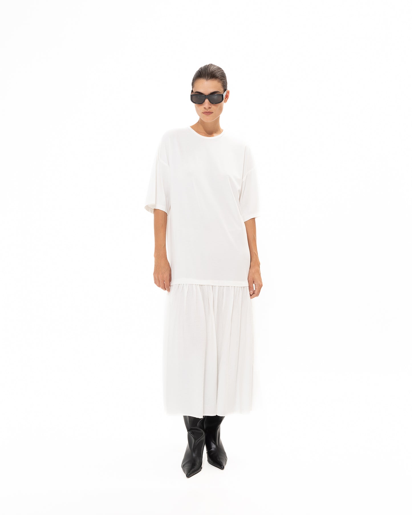 VK White Midi Cotton Dress