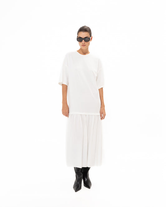 VK White Midi Cotton Dress