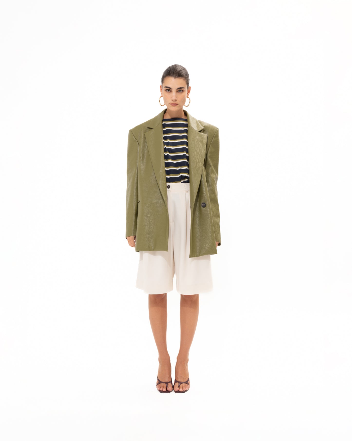 VK Olive Faux Leather Blazer