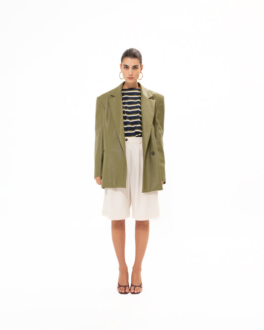 VK Olive Faux Leather Blazer
