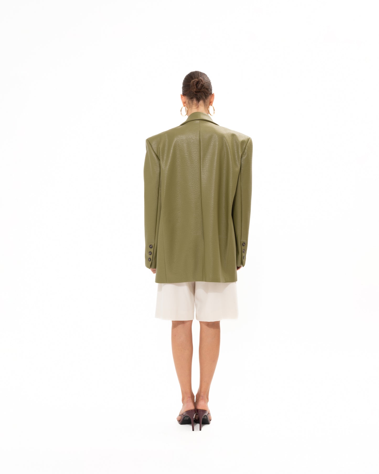 VK Olive Faux Leather Blazer