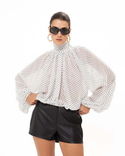 VK White Polka Blouse
