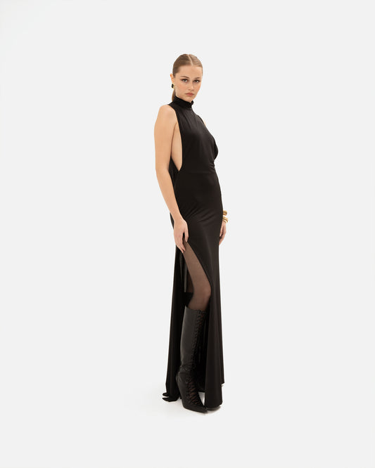 VK High Neck Black Gown