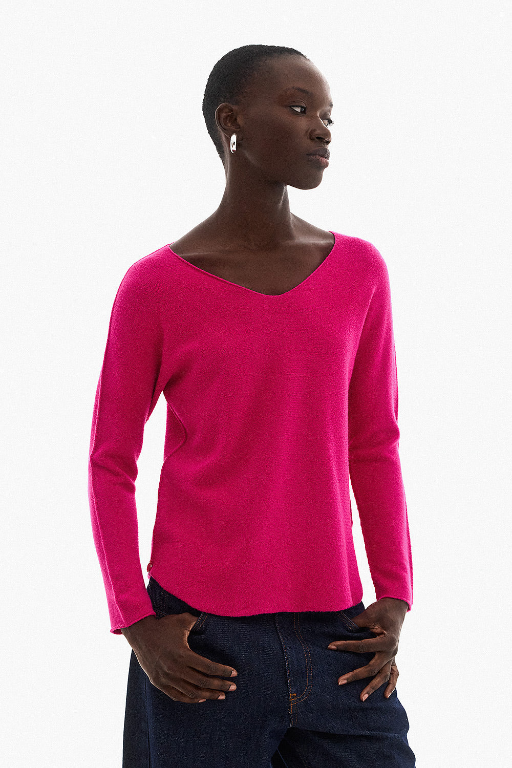 Soft Knitwear V neck - Fuchsia